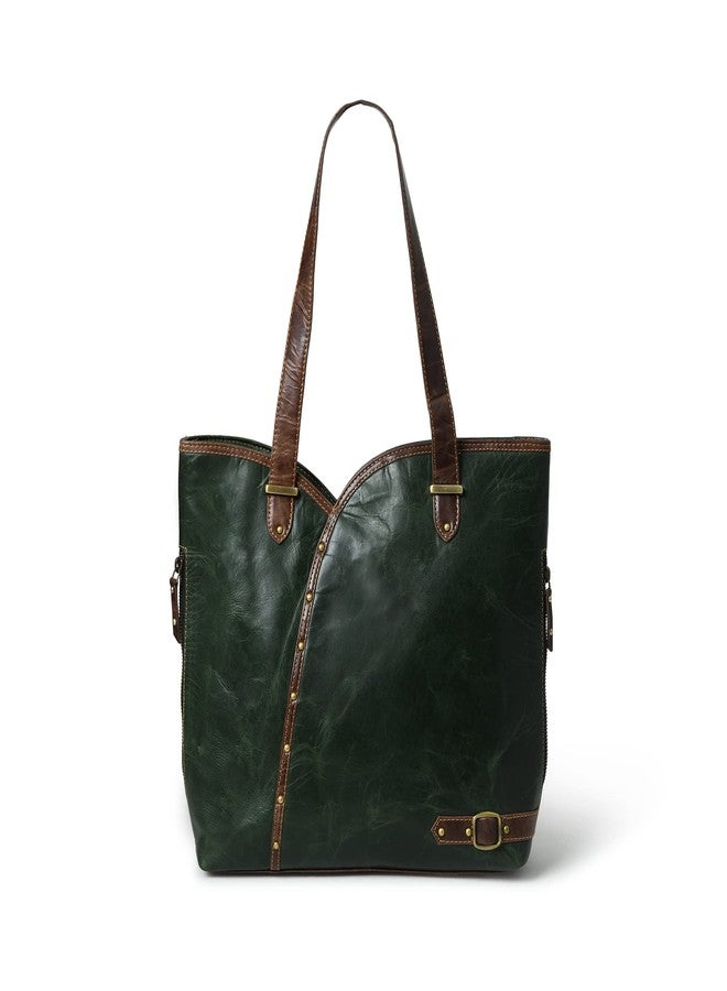 MaheTri Leather Shoulder Bag Tote for Women Purse Satchel Travel Bag shopping Carry Messenger Multipurpose Handbag, Buffalo Leather (Green) - Image 1
